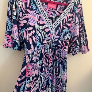 Lilly Pulitzer floral fun V-neck long dress
